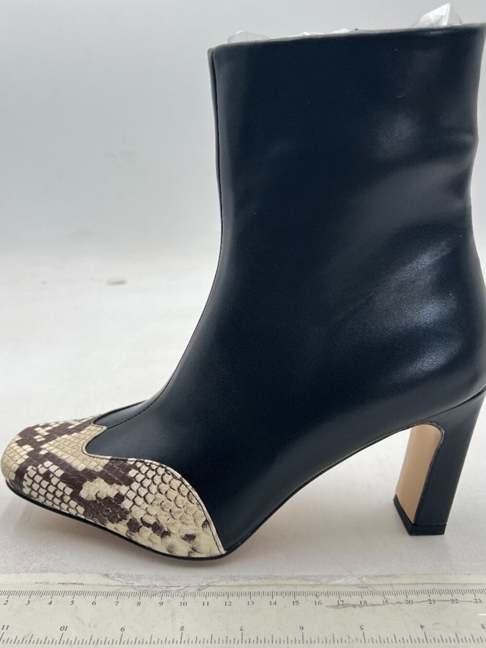 Black Sneaker Square Toe Comfort Chunky Heel Ankle Boots Zipper Booties Winter